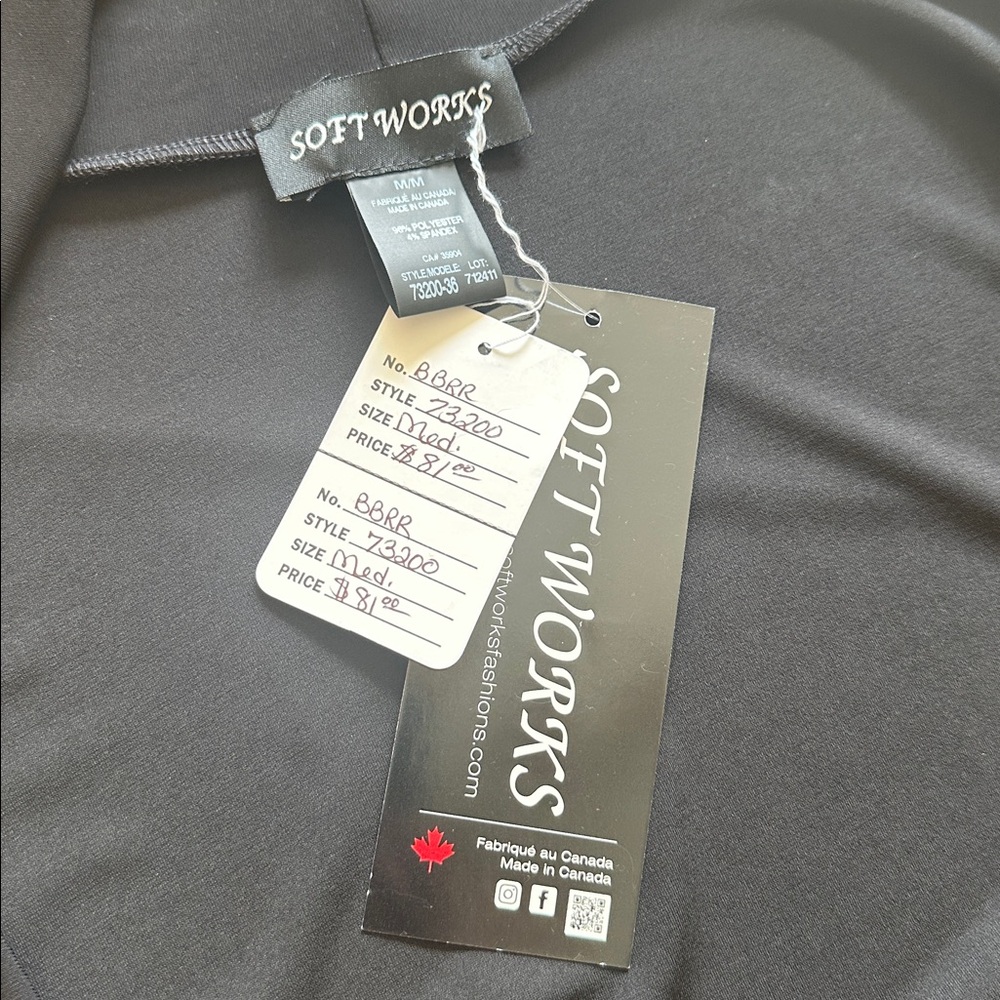 Soft Works Sleeveless Black Jersey Open Cardigan M - Picture 4 of 4
